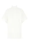 Alaïa Cotton T-shirt With Ribbed Collar And V Neck In White