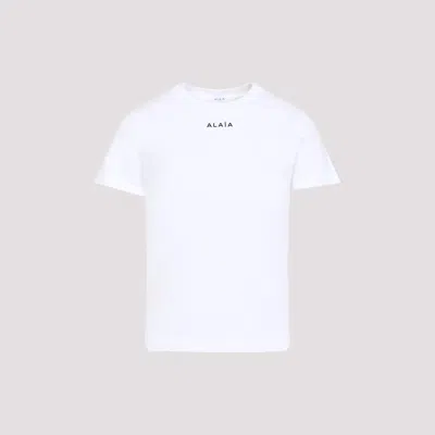 Alaïa Logo Print Crewneck T-shirt In White