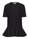 Alaïa Oversized Poplin-trimmed Cotton-jersey Peplum T-shirt In Black