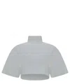 Alaïa Cropped Top Buttoned High Collar In White