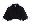 Alaïa Womens Noir Alaia Crop Short-sleeves Knitted Polo Top