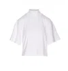 Alaïa High Neck Button Detail Cropped Top In White