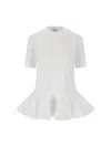 Alaïa Peplum T-shirt With Draped Hem Detail In White