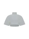 Alaïa Cropped Top Buttoned High Collar In Blanc