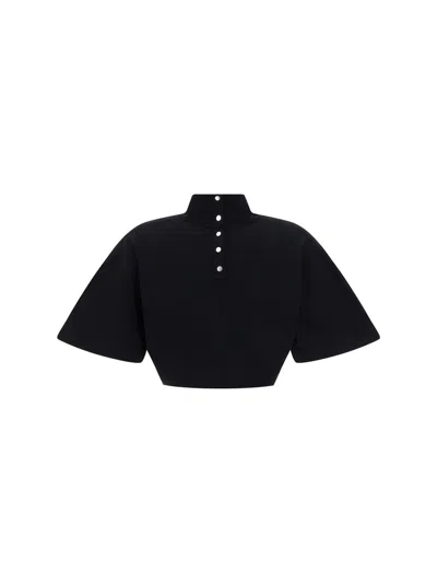 Alaïa High-neck Poplin Top With Long Sleeves In Black