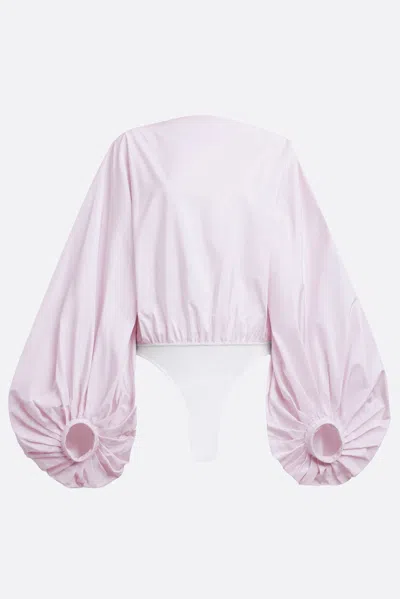 Alaïa Taffet&#x00e0; Bodysuit With Balloon Sleeves In Pink