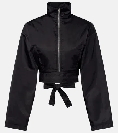 Alaïa Taffeta Cropped Bomber Jacket In Black