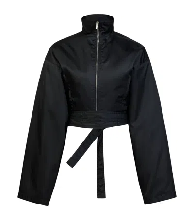 Alaïa Taffeta Cropped Bomber Jacket In Black