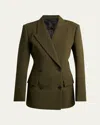 Alaïa Alaia Double-breasted Olive Green Wool Jacket Women In Green