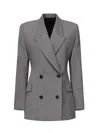 Alaïa Tailored Double-breasted Wool Gabardine Jacket In Gray