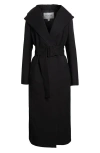 Alaïa Long Trench Coat With Leather Corset Belt In Noir Alaia