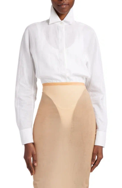 Alaïa Tank & Shirt Thong Bodysuit In Blanc