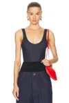 Alaïa Tank Top Bodysuit In Bleu Fonce