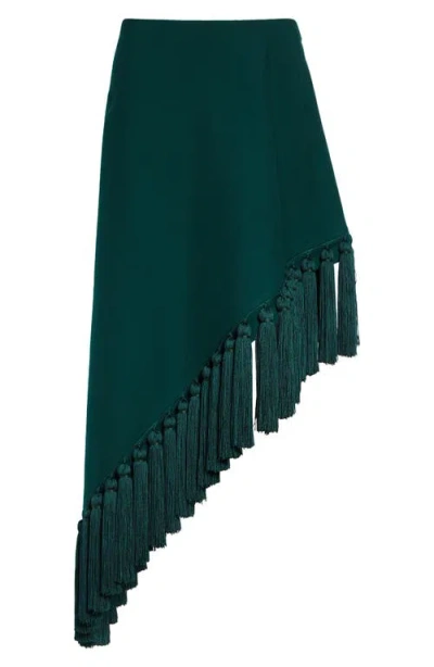 Alaïa Tassel Asymmetric Wool Skirt In Green