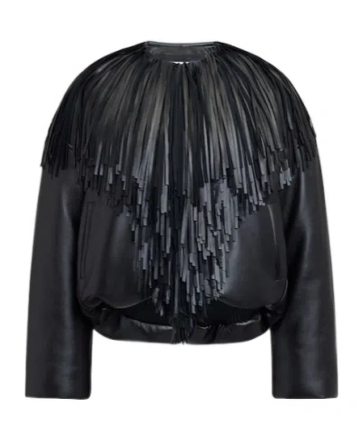 Alaïa Tassel Leather Pilot Jacket In Black