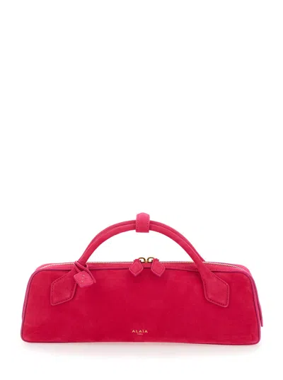 Alaïa Alaia Teckel Leather Mini Clutch With Zip Closure In Fuxia