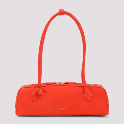 Alaïa Le Teckel Medium Nubuck Shoulder Bag In Orange