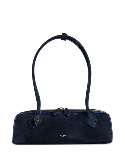 Alaïa Alaia Teckel Mini Nubuck Handbag In Bleunuit