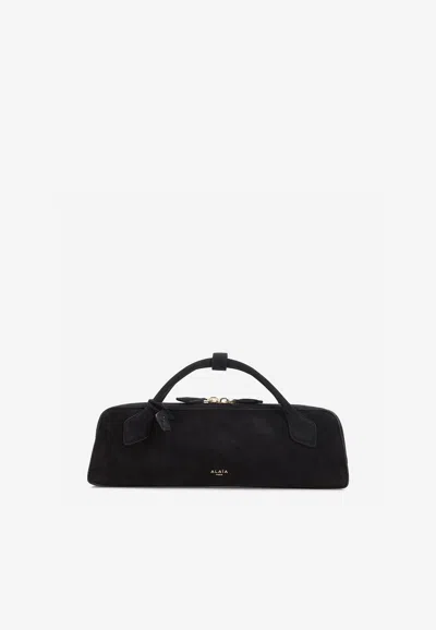Alaïa Teckel Suede Clutch Bag In Black