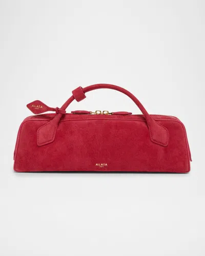 Alaïa Teckel Top-handle Bag In Suede And Leather In Red