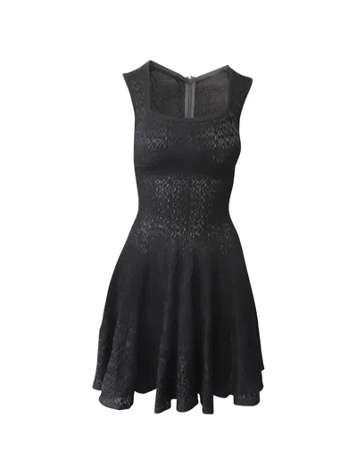 Pre-owned Alaïa Textured Flared Dress In Black