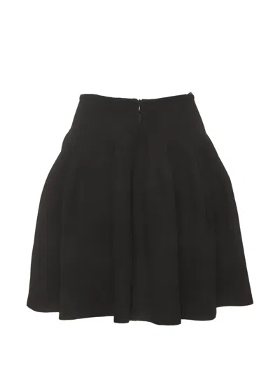 Pre-owned Alaïa Textured Flared Mini Skirt In Black