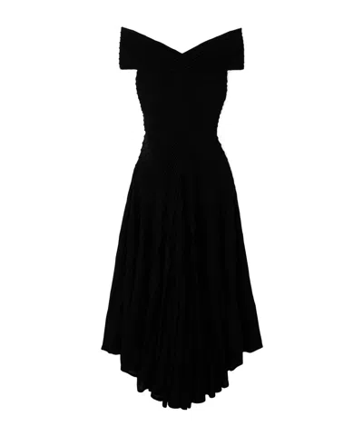 Alaïa Textured Knitted Dress In Black
