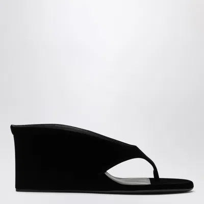Alaïa Thong Mules With Wedge In Black Velvet