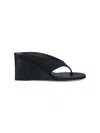 Alaïa Black Satin Tong Wedge Sandals In Black  