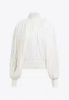 Alaïa Fringed Yarn Knit Merino Wool Top In White