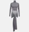Alaïa Tie-front Cashmere And Silk Turtleneck Sweater In Grey
