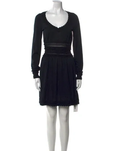 Pre-owned Alaïa Tie Neck Mini Dress In Black
