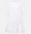 Alaïa Womens Ruffled Short-sleeves Cotton Mini Dress Blanc