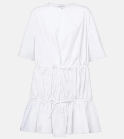 ALAÏA ALAÏA TIERED COTTON MINIDRESS