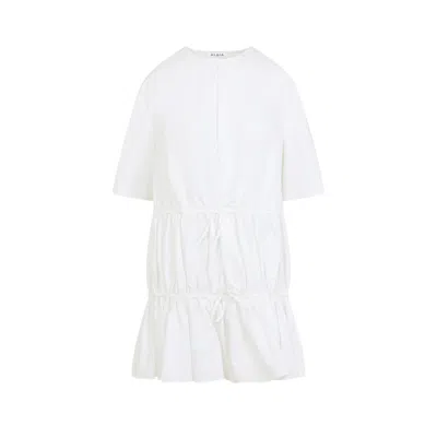 Alaïa Tiered White Cotton Dress In Gray