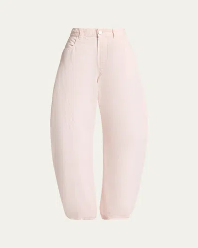 Alaïa Tinted Denim Barrel-leg Pants In Pink