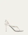 Alaïa Tong Metallic Leather Sandals In Blush Argento