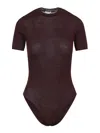 Alaïa Wool-blend Crewneck Bodysuit Top In Multi