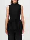 Alaïa Womens Godet Pleated Knitted Top Noir Alaia