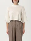 Alaïa Cropped Cotton Blend Top In Neutral