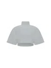 Alaïa Cropped Top Buttoned High Collar In Blanc
