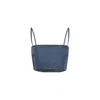 Alaïa Cropped Denim Top With Structured Silhouette In Blue