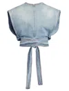 Alaïa Alaia Faded Blue Cotton Belted Top In Blue