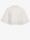 Alaïa Cropped Cotton Blend Top In Neutral