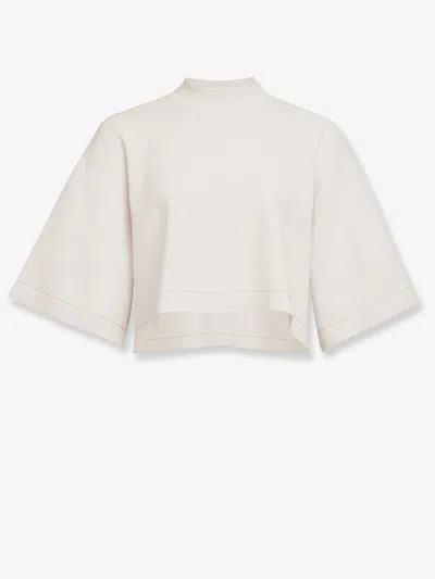 Alaïa Cropped Cotton Blend Top In Neutral