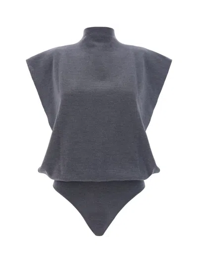 Alaïa Square Bodysuit In Grey