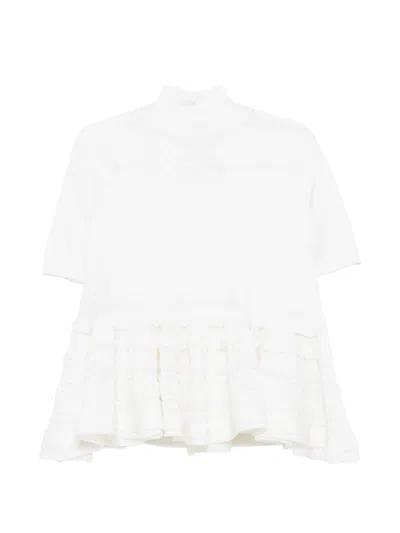 Alaïa Alaia Top Mc Natural Stitch With Ruffle In White