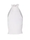 Alaïa High Neck Sleeveless Halter Top With Pom-pom In White