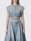 Alaïa Alaia Faded Blue Cotton Belted Top In Blue
