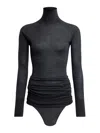 Alaïa Draped Knitted Bodysuit In Beige